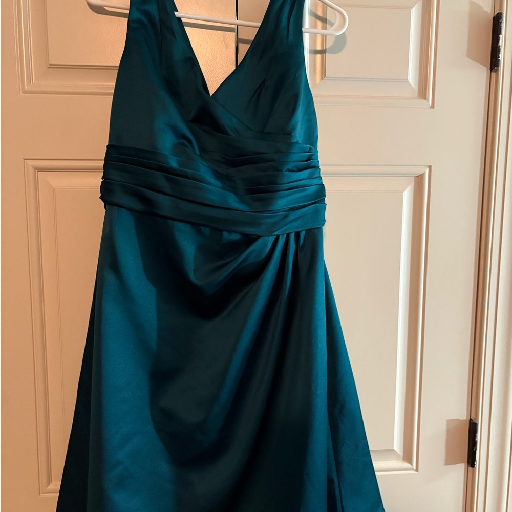 David's Bridal Teal Backless Dress